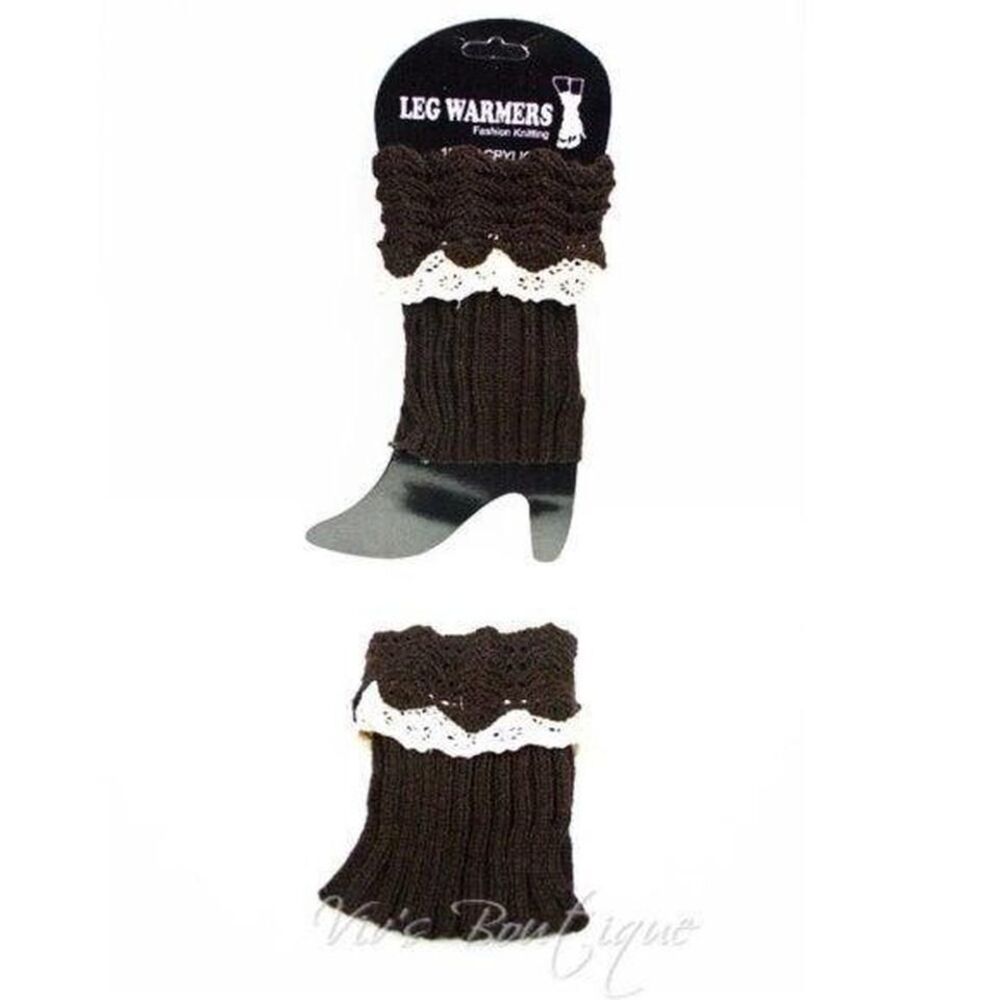 Black Boot Cuffs Leg‎ Ankle Warmers Lace Trim Women's One Size